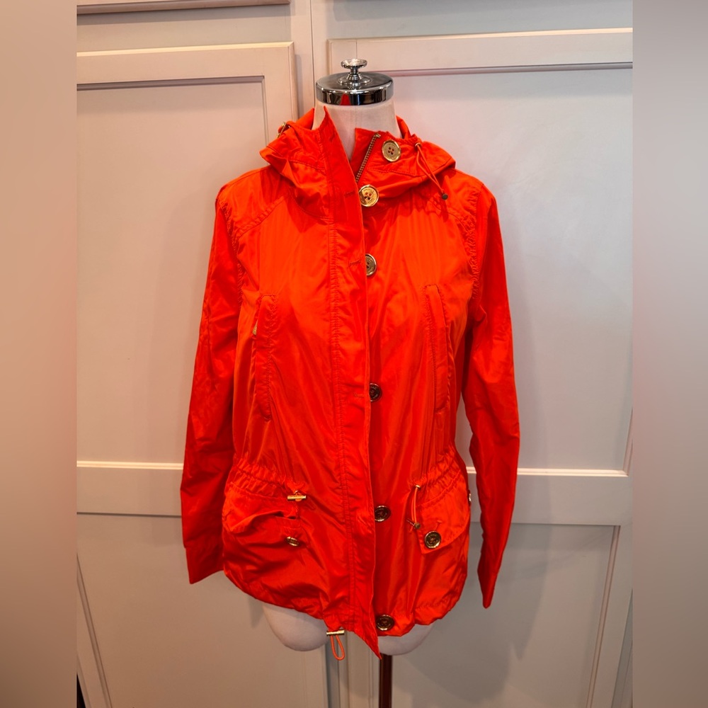 Michael Kors Orange Utility Jacket with Hood and Water-Resistant Fabric